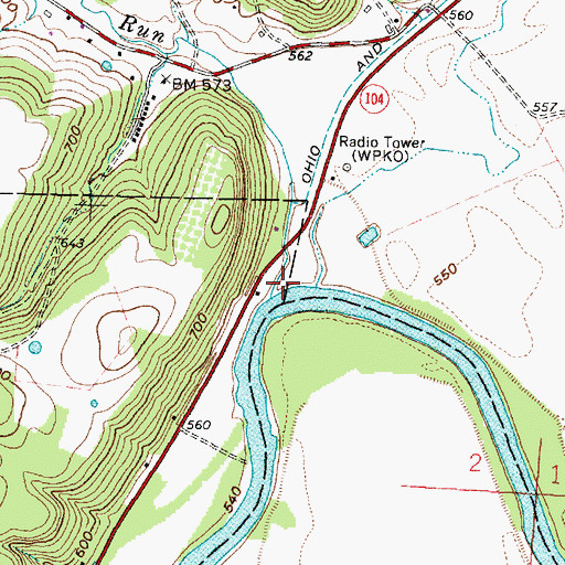 Topographic Map of Boswell Run, OH