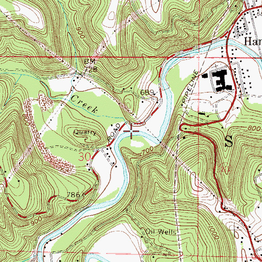 Topographic Map of Brush Creek, OH