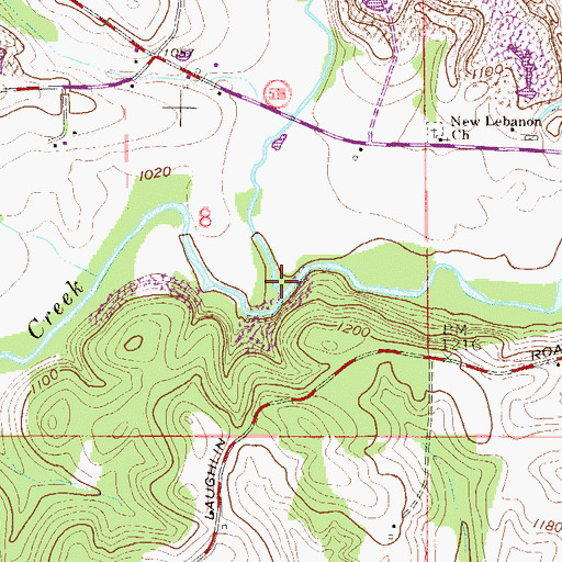 Topographic Map of Brush Creek, OH
