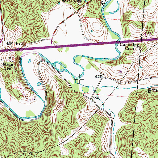Topographic Map of Brush Fork, OH