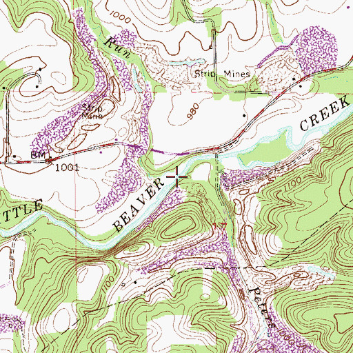 Topographic Map of Brush Run, OH