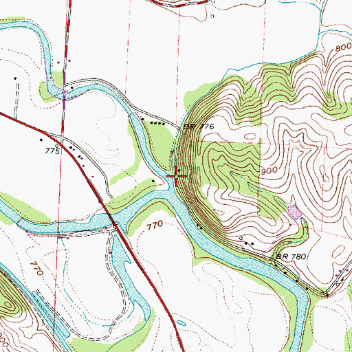 Topographic Map of Bucklew Run, OH