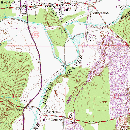 Topographic Map of Bull Creek, OH