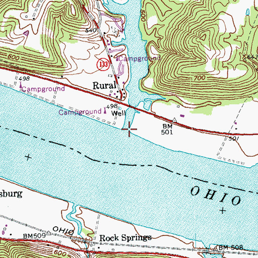 Topographic Map of Bullskin Creek, OH