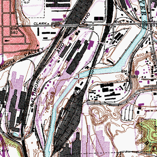 Topographic Map of Burk Branch, OH