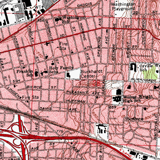 Topographic Map of Burkhardt Center, OH