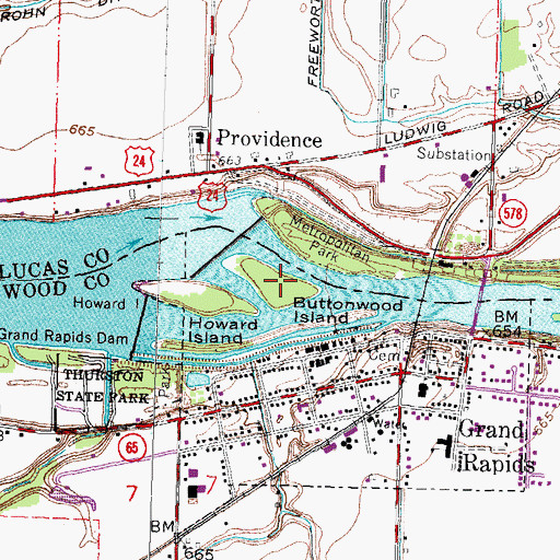 Topographic Map of Buttonwood Island, OH