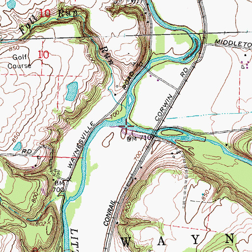 Topographic Map of Caesar Creek, OH