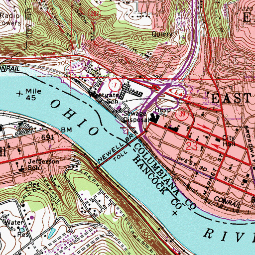 Topographic Map of Carpenter Run, OH