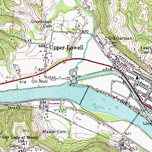 Topographic Map of Cat Creek, OH