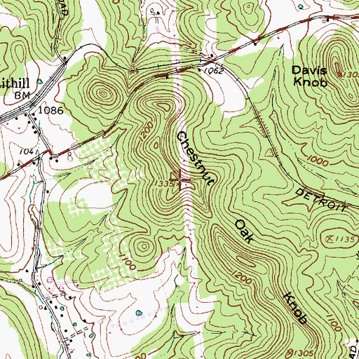 Topographic Map of Chestnut Oak Knob, OH