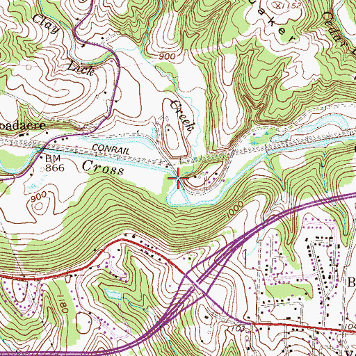 Topographic Map of Clay Lick Creek, OH