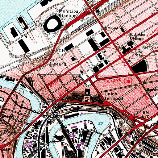 Topographic Map of Cleveland, OH