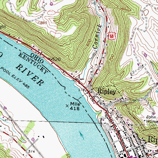 Topographic Map of Cornick Run, OH