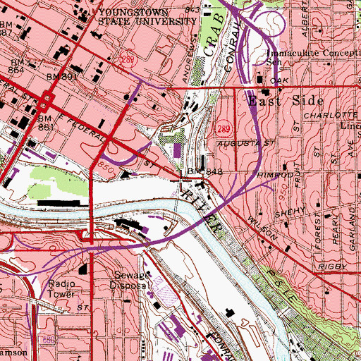 Topographic Map of Crab Creek, OH