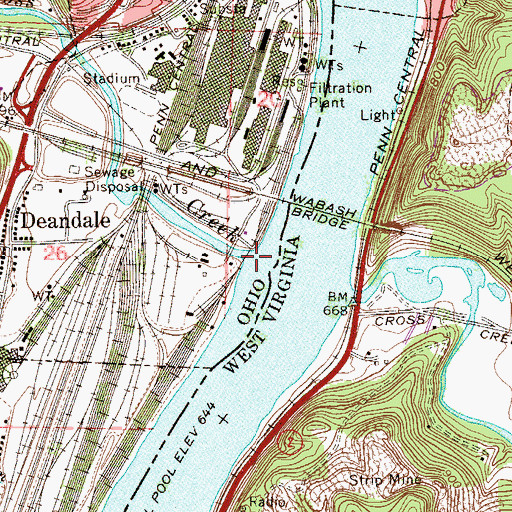 Topographic Map of Cross Creek, OH