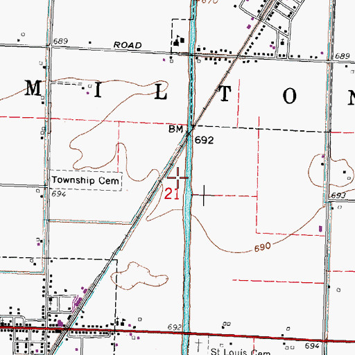 Topographic Map of Cutoff Ditch, OH