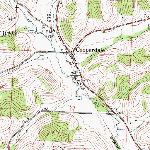 Topographic Map of Dickinson Run, OH