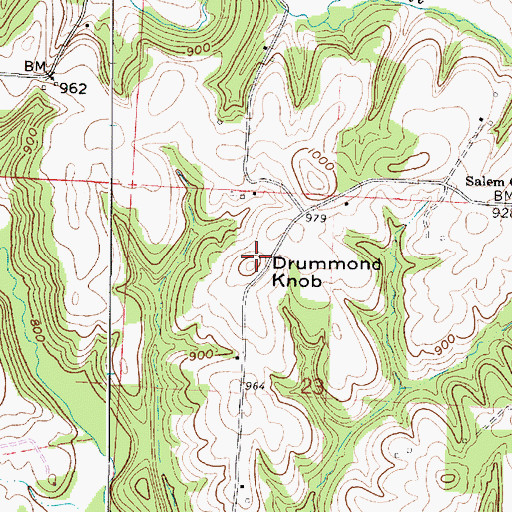 Topographic Map of Drummond Knob, OH