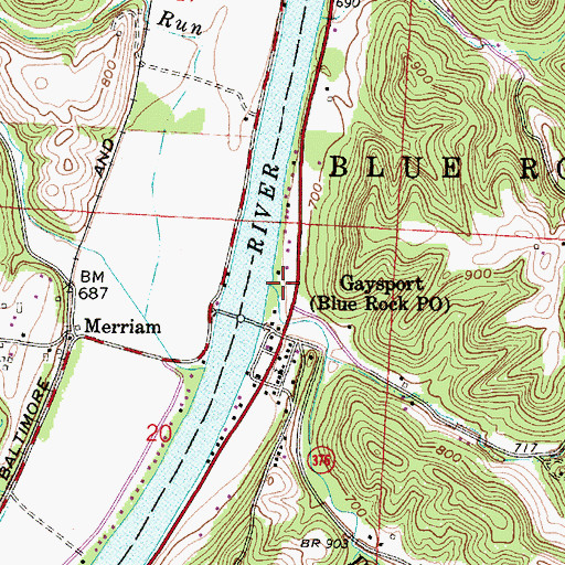 Topographic Map of Dry Riffle Run, OH