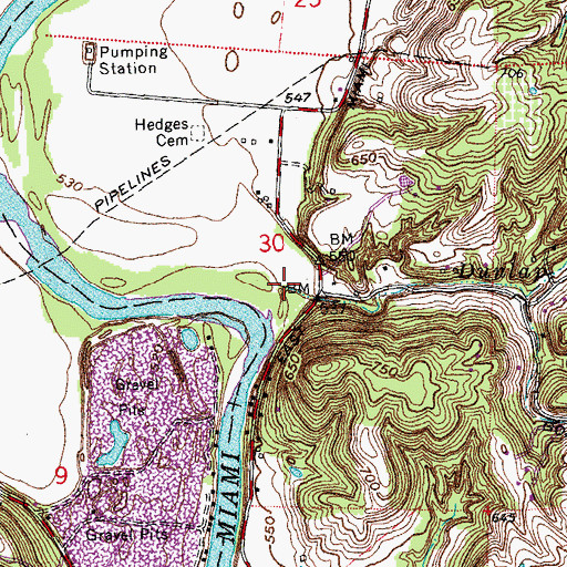 Topographic Map of Dunlap Run, OH