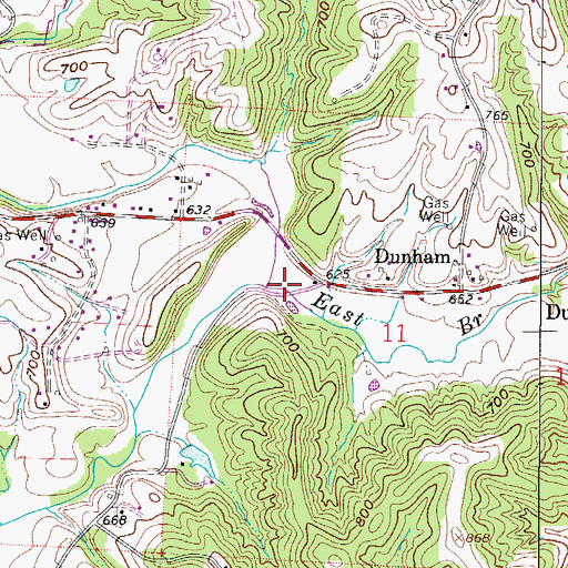 Topographic Map of East Branch Little Hocking River, OH