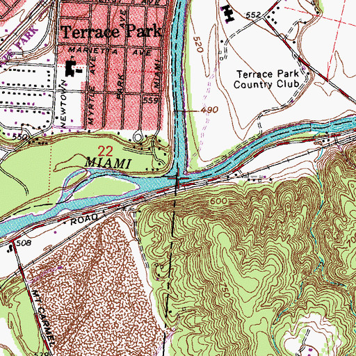 Topographic Map of East Fork Little Miami River, OH
