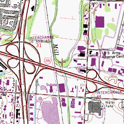 Topographic Map of East Fork Mill Creek, OH