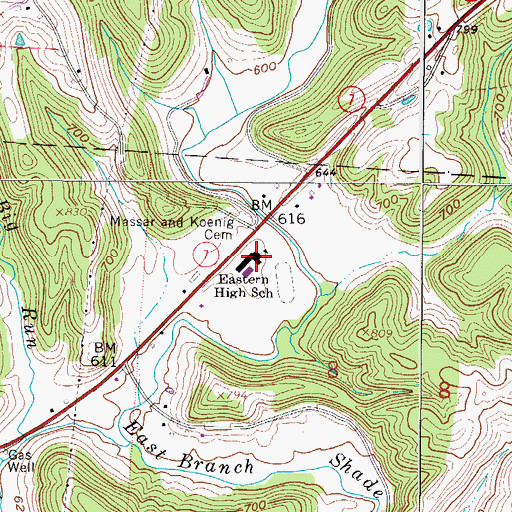 Topographic Map of Eastern High School, OH