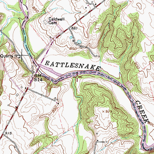 Topographic Map of Fall Creek, OH