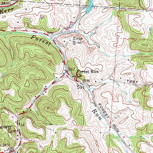 Topographic Map of Forest Run United Methodist Church, OH