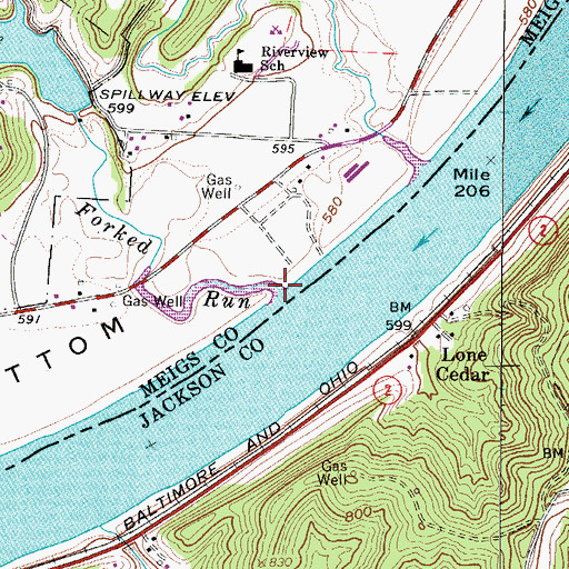 Topographic Map of Forked Run, OH