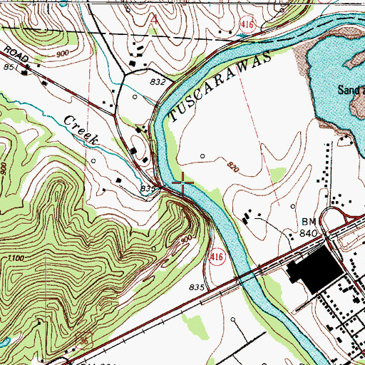Topographic Map of Frys Creek, OH