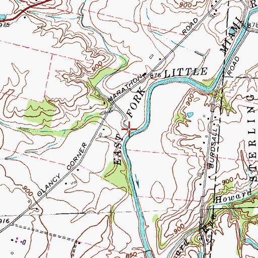 Topographic Map of Grassy Fork, OH