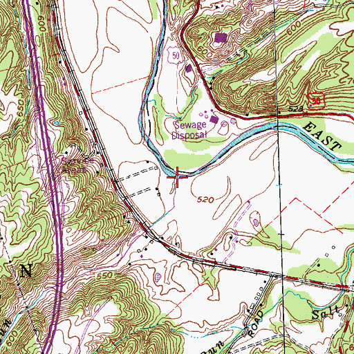 Topographic Map of Hall Run, OH