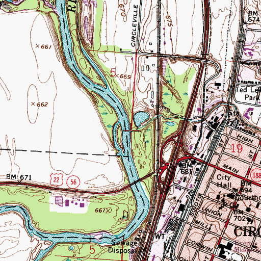 Topographic Map of Hargus Creek, OH