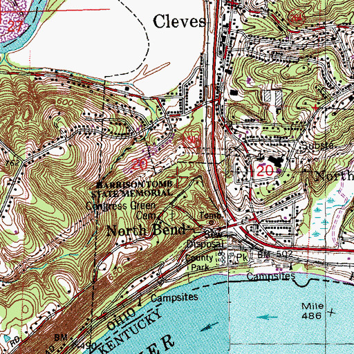 Topographic Map of Harrison State Park, OH