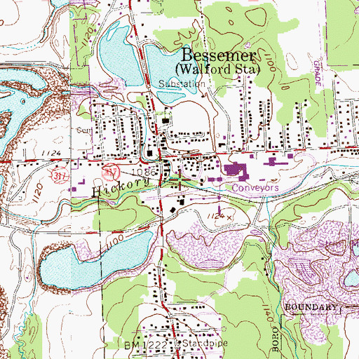 Topographic Map of Hickory Creek, OH