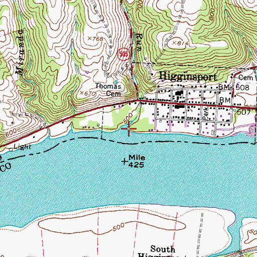 Topographic Map of Hog Run, OH