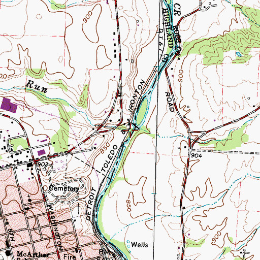 Topographic Map of Holliday Run, OH