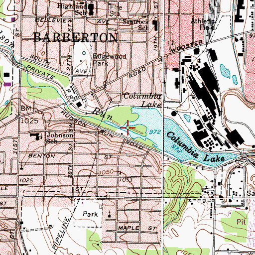 Topographic Map of Hudson Run, OH