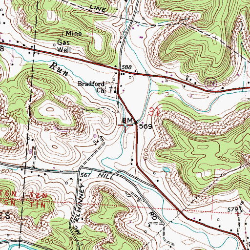 Topographic Map of Hysell Run, OH