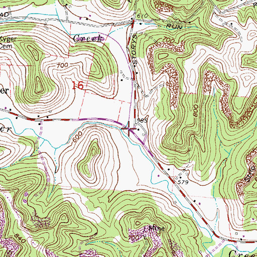 Topographic Map of Jessie Creek, OH