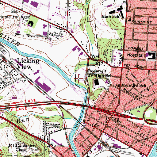 Topographic Map of Joes Run, OH