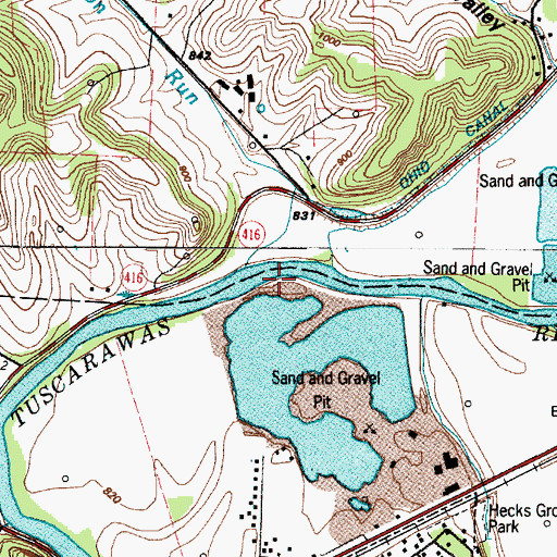 Topographic Map of Johnson Run, OH
