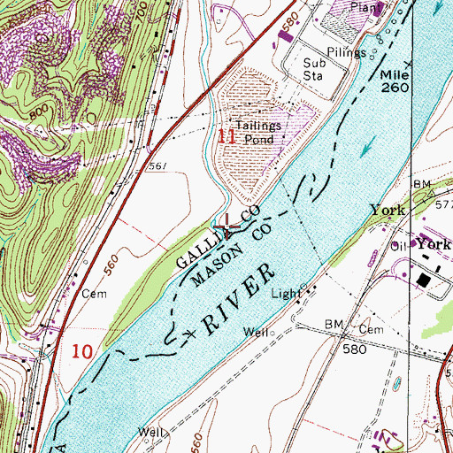 Topographic Map of Kyger Creek, OH