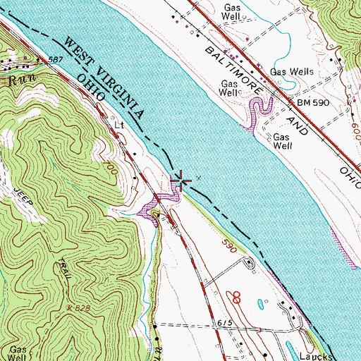 Topographic Map of Laucks Run, OH