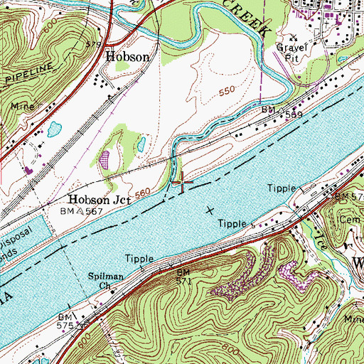 Topographic Map of Leading Creek, OH