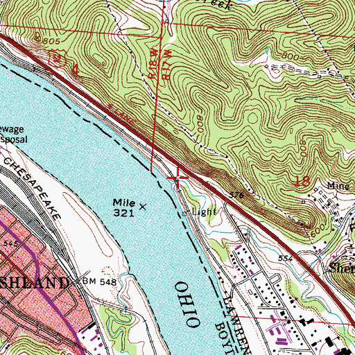 Topographic Map of Lick Creek, OH
