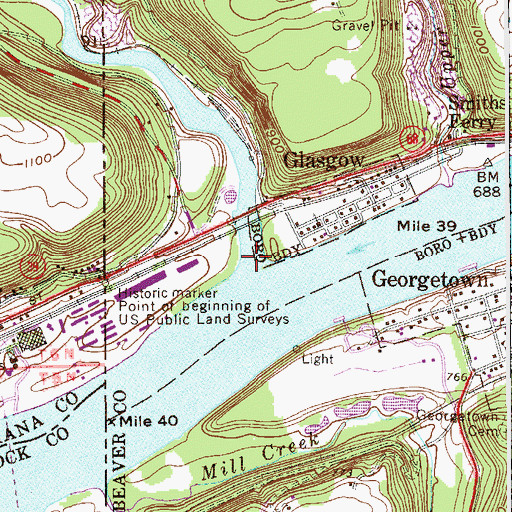 Topographic Map of Little Beaver Creek, OH